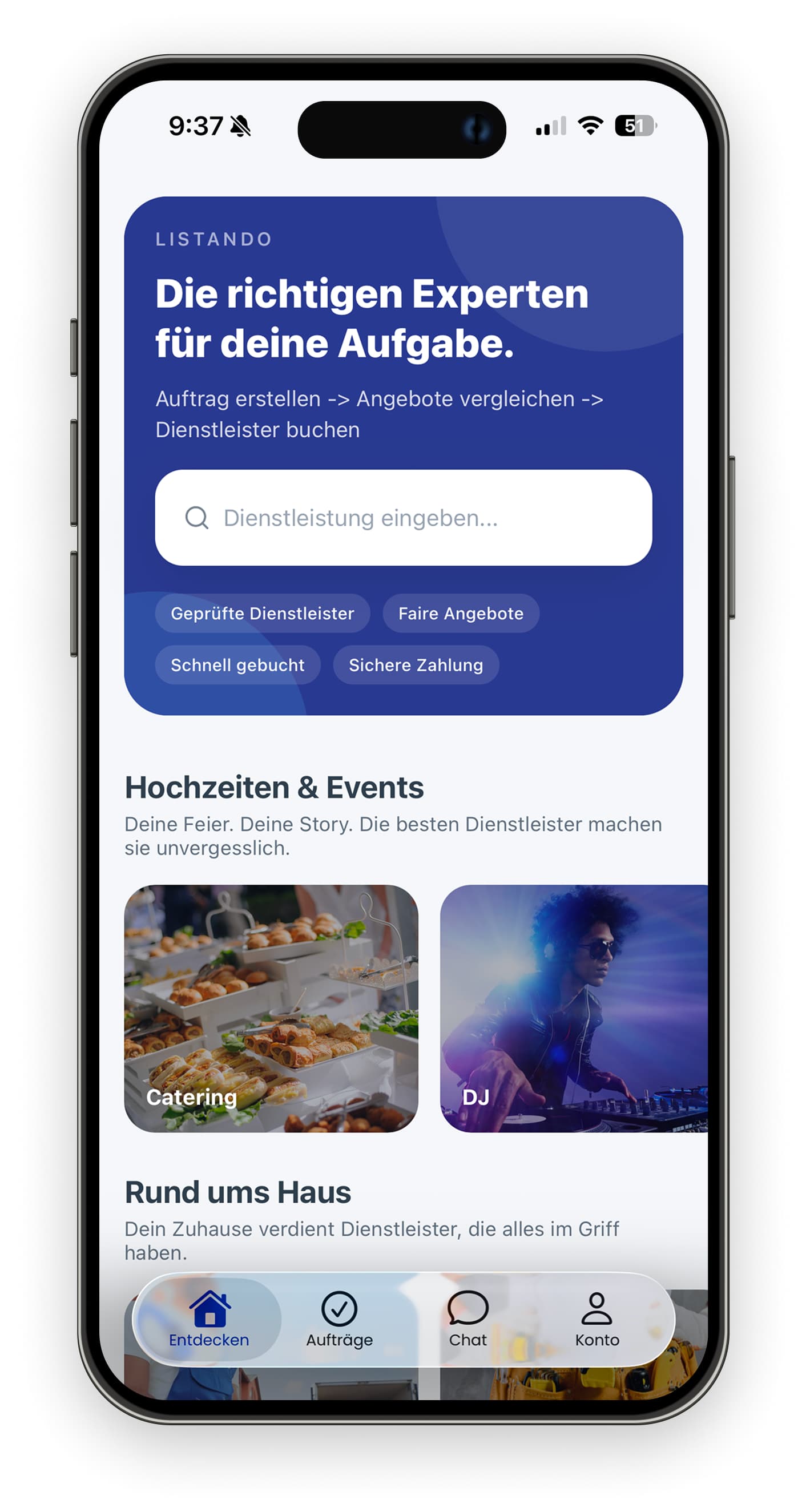 Vorschau der Listando App auf einem Smartphone
